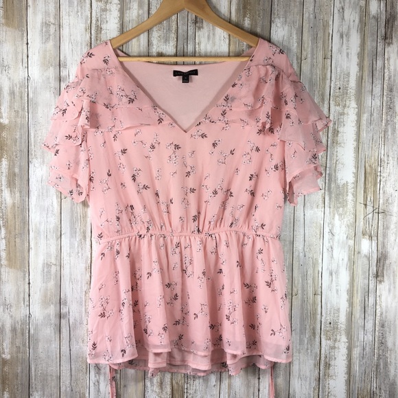 Lane Bryant Tops - Lane Bryant Pink Floral Peplum Blouse